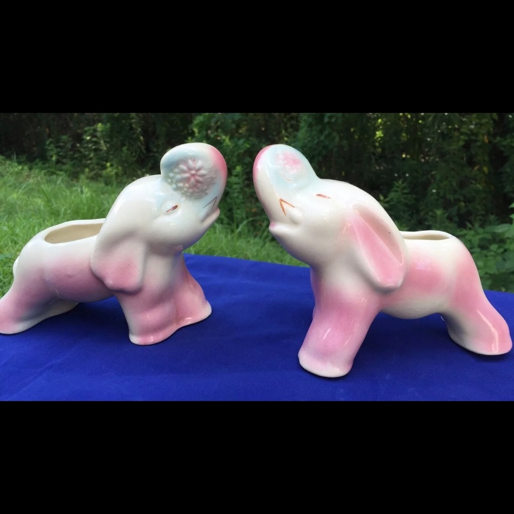 Vintage Mid century Japan elephant planters RARE